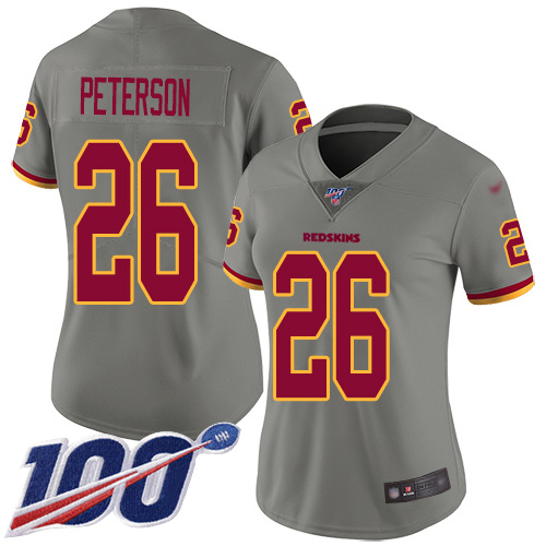 Washington Redskins Limited Gray Women Adrian Peterson Jersey NFL Football 26 100th Season